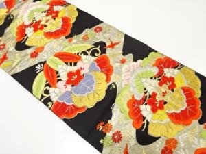 アンティーク　流水に花更紗模様織り出し袋帯（材料）